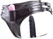 DRTBAC SM Dildo Vibrator Leather Chastity Belt Device Pants, Silicone Strap on 2* Anal Dildo/Penis/Butt Plug G Spot SM Sex Toy for Women(Anal Dildo)