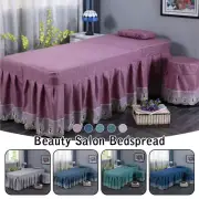1x Striped Beauty Massage Bed Full Cover Table Sheet Hole SPA Bed Cover Skirt