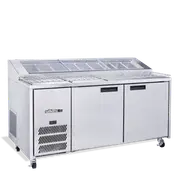 Williams Jade Pizza - Two Door Stainless Steel Pizza Prep Counter Refrigerator With Blown Air Well - Pizza Prep Fridges (HJ2PCBASS-WR) - HJ2PCBASS-WR