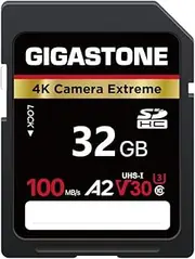 Gigastone 32GB SD Card, 4K Camera Extreme, A2 V30 SDHC Memory Card High Speed 4K Full HD Video Compatible with Canon Nikon Sony Pentax Kodak Olympus Panasonic Digital Camera, with 1 Mini case