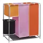 3-Section Laundry Sorter Hamper with a Washing Bin vidaXL