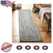 Tulum Collection 2' x 8' Runner Rug - Dark Grey & Ivory Moroccan Boho Style