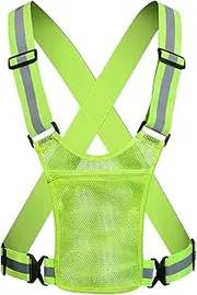 Reflective Running Vest,Adjustable Cycling Vest - Transportation Work Reflective Vest Safety Running Gear, High Visibility with Phone Pocket for Walking, Biking