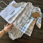 9-12 Months Authentic BURBERRY Baby Girl Bloomer Dress Set + Gift Bag Nova Check