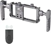 BFT-02B Universal Phone Cage Portable Phone Video Rig Kit Handheld Phone Stabilizer Bracket with 2 Side Handles 4 Cold Shoe Mounts Replacement for 16/15/14/13 Android Phones