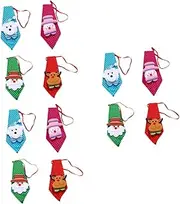 Amosfun 3sets Necktie Christmas Decorations Sequin Tie 4 Patterns: Bear Snowman Elk Santa Non-Woven for Tree Hanging Holiday Decor 4pcs*3