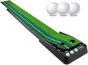 Asgens Golf Putting Green Mat with Auto Ball Return System 2 Holes / 2 Sizes Golf Game Practice Equipment and Golf Gifts for Home Office Backyard Indoor Outdoor Use - 9.8 Feet with 3 Bonus Balls