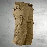 Men's Cargo Shorts Capri Pants Hiking Shorts Zipper Pocket Leg Drawstring Plain Comfort Breathable Outdoor Daily Going out Casual Big and Tall Army Yellow Blac