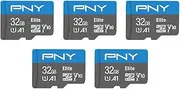PNY Elite Mobile Accessories Class 10 U1 V10, A1 microSDHC Flash Memory Card for Mobile Devices - 100MB/s, Full HD, UHS-I, Micro SD 5 Pack