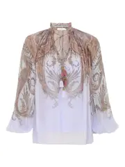 [Zimmermann] Zimmermann-Blusa Arricciata Hypnotic Billow-Donna 2