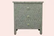 bone inlay floral bedside table grey inlay bedside handmade bedside table