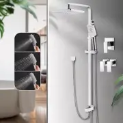 ACA Chrome 8'' Square Shower Head Handheld Height Adjustable Arm SET /Mixer Taps