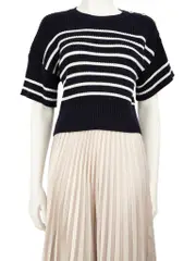 FW23 Navy Wool Striped Crop Top