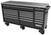SP Tools SP44825 - 73" USA Sumo Series Wide Roller Cabinet - 21 Drawer - Black/Chrome