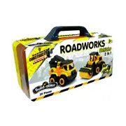 39pc Construct IT Buildables 2-in-1 Roadworks Vehicle Set w/ Case Kids 3+ YLW