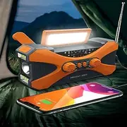Solar Crank Radio Portable Emergency Radio Hand Crank Radio with AM/FM 3 Modes LED Flashlight, SOS Alarm, USB 1000 0mah Battery Dynamo, Camping (Color : Orange)