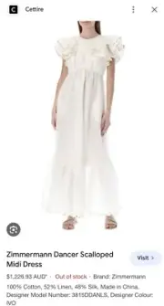 Zimmermann Dancer Scalloped Midi Dress - New With Tags-