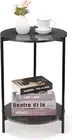 Faux Marble Furniture round Side Table with Removable Tray, 2 Tier Moder Side Ta