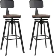 Artiss Set of 2 Rustic Industrial Style Metal Bar Stool - Black and Wood
