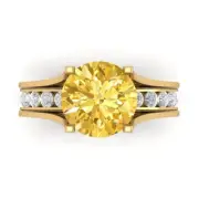 2.89 Round Cut Yellow Stone Ring Band bridal Set Sliding 14k Yellow solid Gold