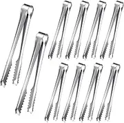 10 PCS Stainless Steel Ice Tongs, Mini Serving Tongs, Mini Tongs for Appetizers, Cocktails, Coffee, Desserts, Party Snacks(6 inches)