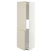 METOD hi cab f fridge or freezer w 2 drs, white/Havstorp beige, 60x60x200 cm