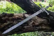 Handmade Damascus Steel Crusader Medieval Sword With Star of David Pommel