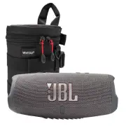 JBL Charge 5 Portable Bluetooth Waterproof Speaker (Gray) with 10" Lens Case