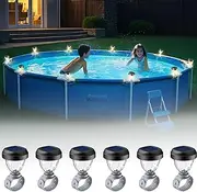 Solar Pool Lights for Above Ground Pools, LED Energy Saving Warm White Light, Waterproof for Frame Swimming Pools Night Accessories(6 Pcs)