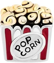 [LSxAB] Popcorn Charm Competible with Pandora Charm Bracelets Women Girls Movie Momory Family Time Film Date Garden Party School Fair, No Gemstone