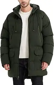 [Rejork] Men's Puffy Winter Coats Long Warm Bubble Thicken Jackets Water-resistant Cold Weather Hooded