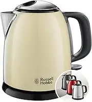 Russell Hobbs Colours+ 24994-70 Kettle [1.0 L] Stainless Steel Cream (2400 W, Quick Boil Function, Removable Limescale Filter, External Water Level Indicator, Small Travel Kettle)