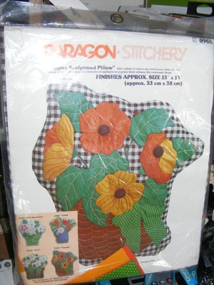 Poppies Sculpted Pillow Needlepoint Kit By Paragon 13" x 15" Sealed