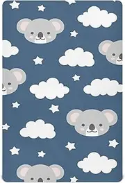 Cute Koala Good Night Pattern 39"x27" Baby Crib Mattresses Sheets Breathable Crib Mattress Fitted Sheet Toddler Bed Sheets for Boys