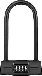 Bike Lock Combination Lock 4 Digit, Heavy Duty Bike Resettable Combination U Locks, High Security for Secure Your Bike While eliminating The Need to Carry The Key.