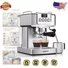 Stainless Steel Espresso Machine with Milk Frother for Home Baristas