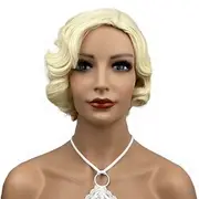 Finger Wave Wig Synthetic Hair for Women 1920s Vintage Cosplay Carnival Party Daily Everyday Wear Short Curly Wig