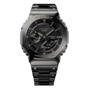 【CASIO 卡西歐】G-SHOCK 金屬農家橡樹太陽能智慧藍芽奢華全金屬八角形雙顯錶-黑 GM-B2100BD-1A