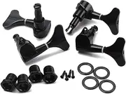 JEWEDECO 4pcs Sealed Bass Guitar Tuning Pegs Machine Lr Black Half Round Keys with Mounting Screws Bushings for Acoustic Electric String Bass Instruments