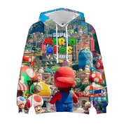 Super Mario Bros Movie 3d Cartoon Print Hoodies Casual Drawstring Hooded Pullover Sweatshirt Tops Kids Birthday Gift -NMAOV E 6-7 Years