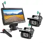 2x CCD IR Reversing Camera 2.4GHz HD Wireless 7" Monitor Kit Truck Tipper Seeder