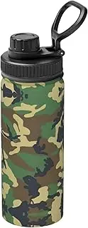 Green Military Camo Camping Hiking Hydration Flask,Stainless Steel Outdoor Water Bottle,Double Walled Insulated