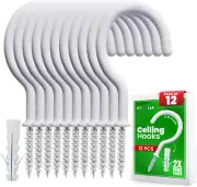 12 Pcs Ceiling Hooks for Hanging Plants - 2.9 inches Plant Hooks Heav...