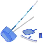 Pool Cleaning Set Brush Leaf Skimmers Telescopic Pole Adjustable Tools