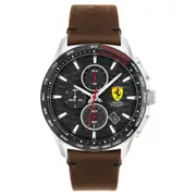 Scuderia Ferrari Pilota Evo Brown Leather Black Dial Chronograph Men's Watch - 830879