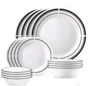 Corelle Brasserie 30-pc Dinnerware Set, Serves 4 NEW 3 Size Plates, Bowls, Mugs