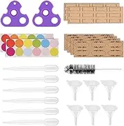 Easytle Essential Oil Tools Essential Oil Opener Essential Oil Key Tool for Essential Oil Accessories Includes 2 Openers, 6 Droppers, 6 Funnels, 72 Labels And Brush Tools Set for Glass Roll On Bottles
