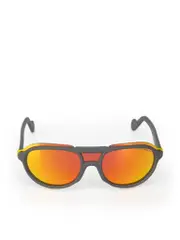 Orange Mirrored Round Sunglasses