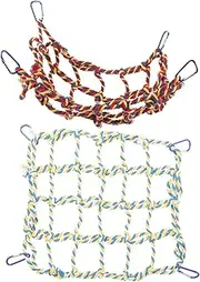 ibasenice 1Set Climbing Net for Birds Bite Resistant Hammock with Hooks for Parrots Hamsters and Ferrets Enhances Coordination Exercise Easy to Install