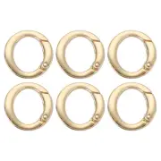 6 Pcs 25mm Round Shaped Spring Snap Keychain Clip for Purses Light Gold